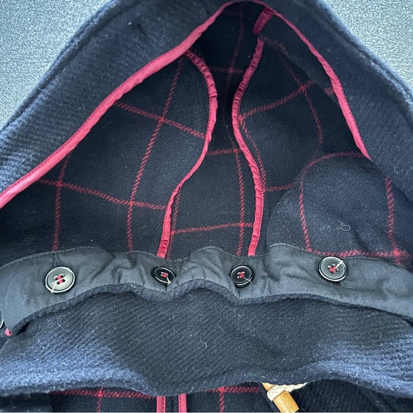 Topshop Hooded Wool Coat Women Size 2 XS Dark Blue Toggle Coat - Picture 12 of 12